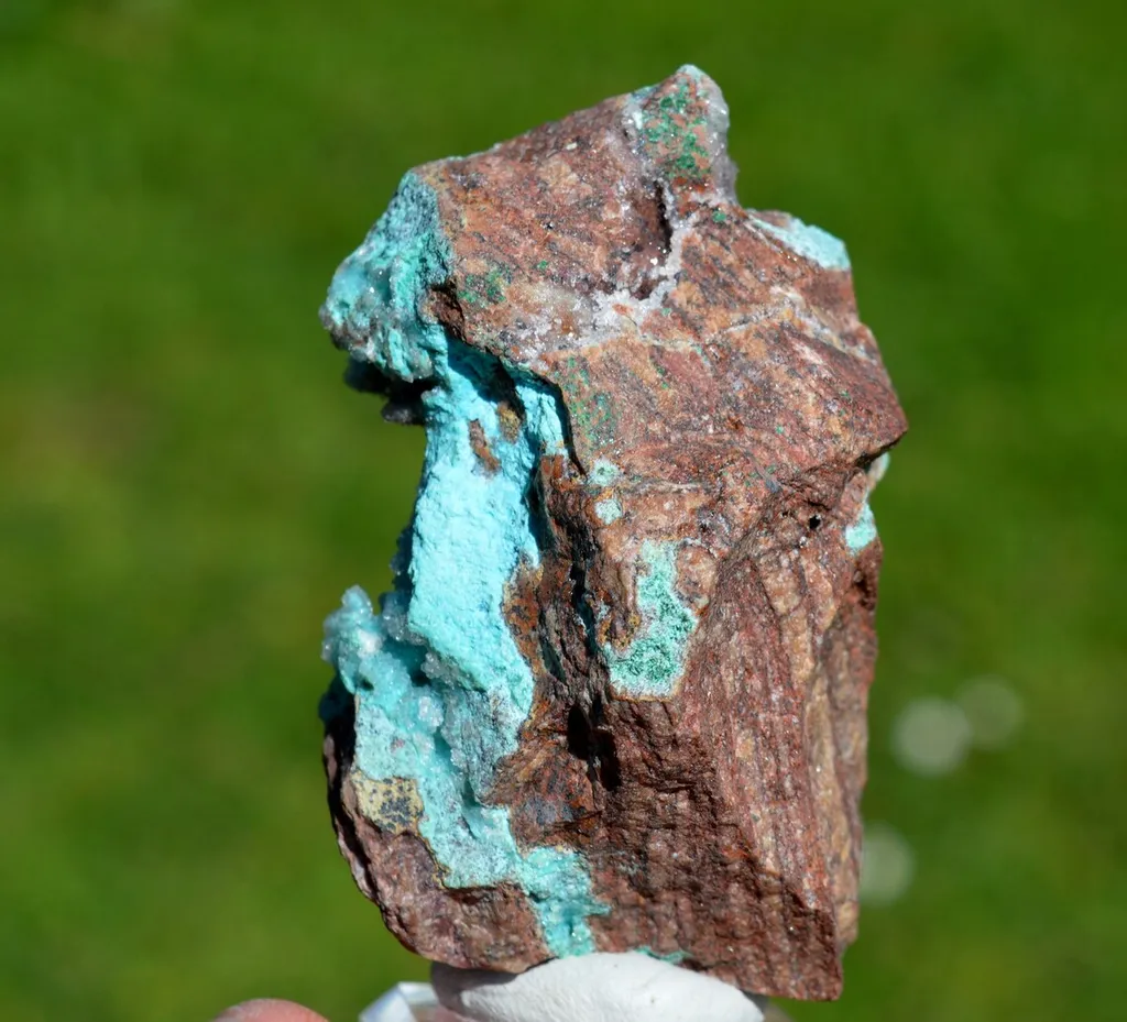 Chrysocolla after Malachite after Anhydrite & quartz - 217 grams - Tenke-Fungurume area, DR Congo - image 6