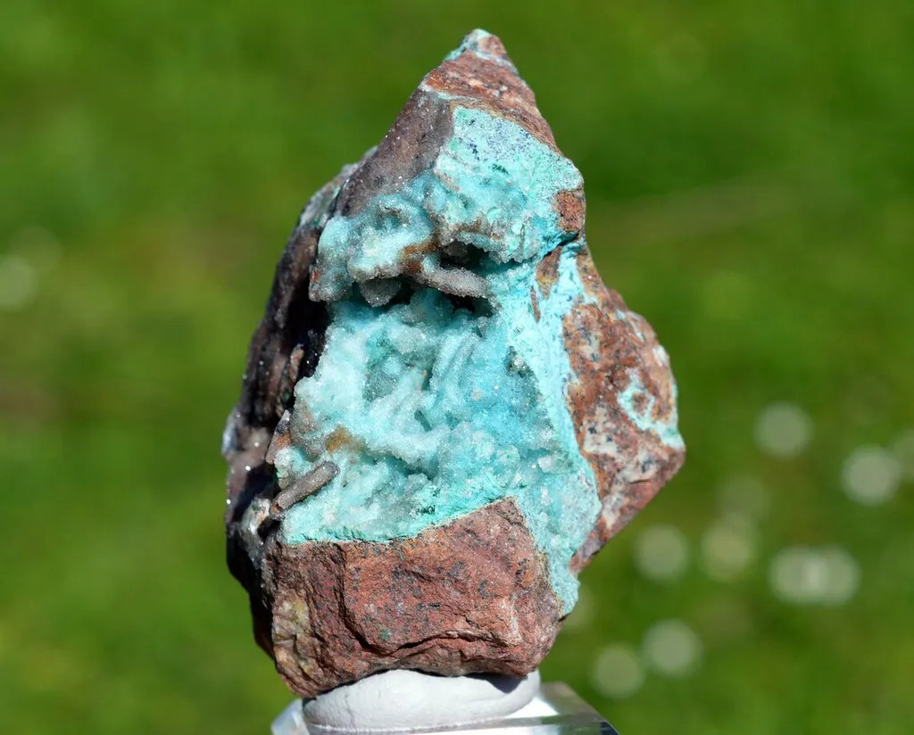 Chrysocolla after Malachite after Anhydrite & quartz - 217 grams - Tenke-Fungurume area, DR Congo image