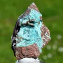 Chrysocolla after Malachite after Anhydrite & quartz - 217 grams - Tenke-Fungurume area, DR Congo - image 1