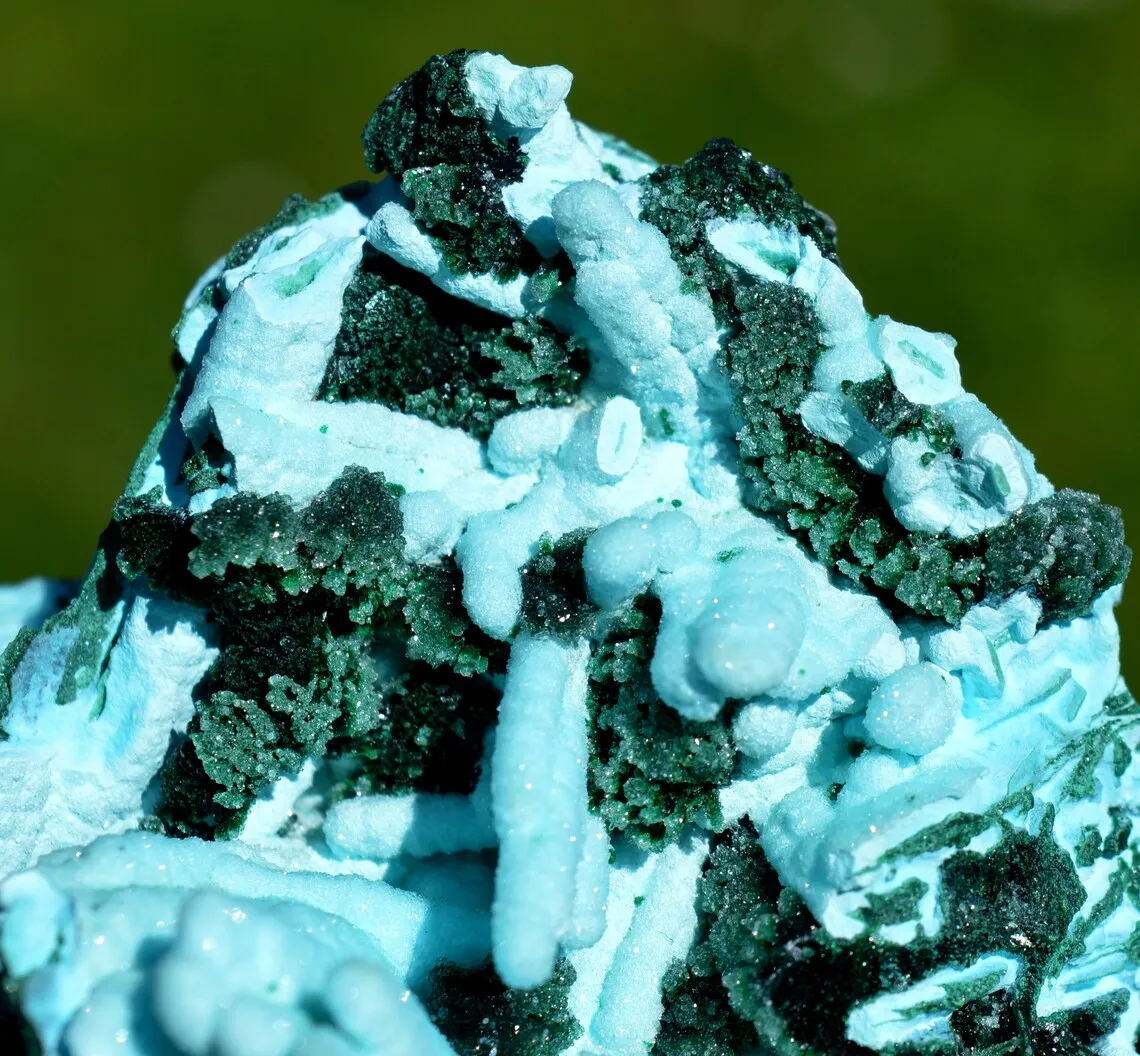 Chrysocolla after Malachite after Anhydrite & quartz - 242 grams - Tenke-Fungurume area, DR Congo - image 7