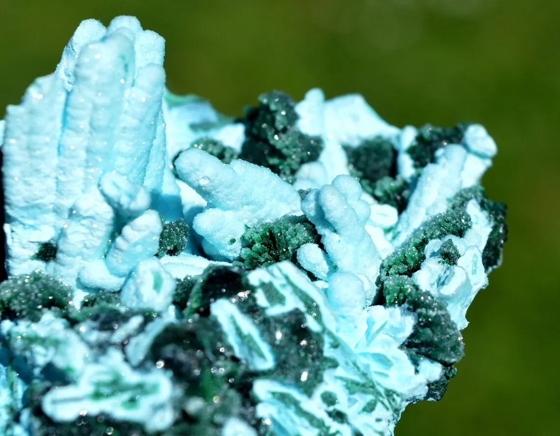 Chrysocolla after Malachite after Anhydrite & quartz - 242 grams - Tenke-Fungurume area, DR Congo - image 5