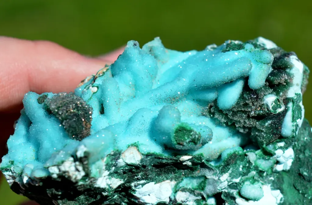 Chrysocolla after Malachite after Anhydrite & quartz - 270 grams - Tenke-Fungurume area, DR Congo image