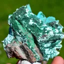 Chrysocolla after Malachite after Anhydrite & quartz - 270 grams - Tenke-Fungurume area, DR Congo - image 7