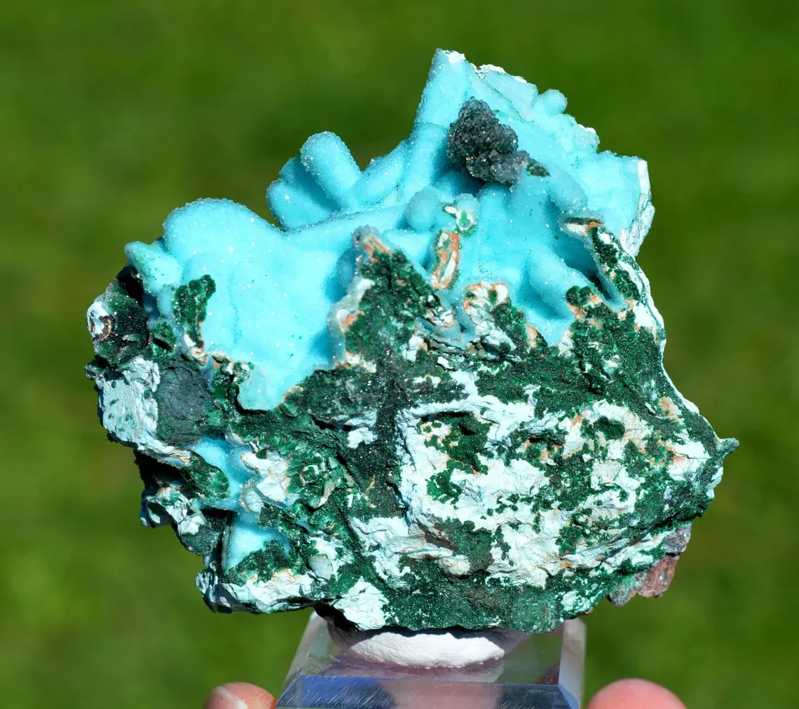 Chrysocolla after Malachite after Anhydrite & quartz - 270 grams - Tenke-Fungurume area, DR Congo - image 2