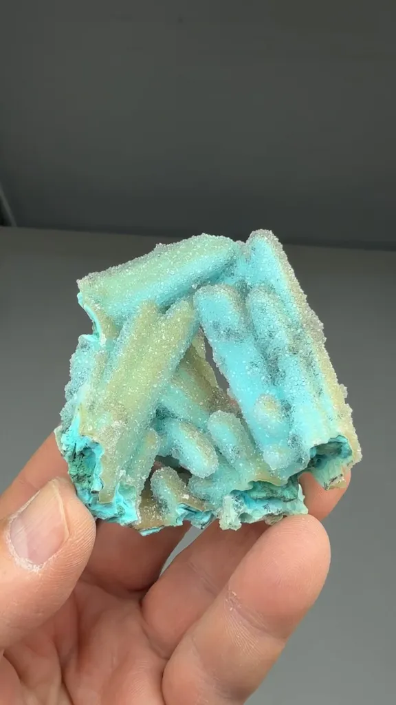 Chrysocolla on Malachite after Azurite with Quartz - image 2