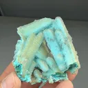 Chrysocolla on Malachite after Azurite with Quartz - image 2