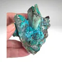 Chrysocolla on Quartz from Peru, Huancavelica, Julcani District, Tentadora Mine - image 3