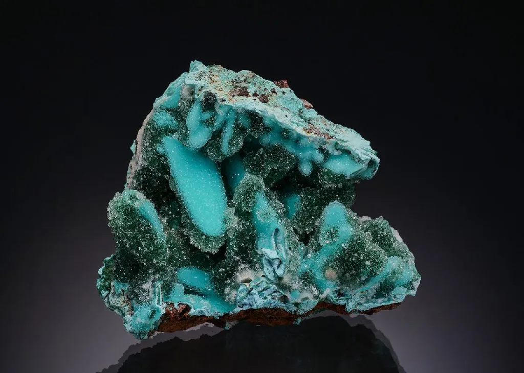 CHRYSOCOLLA ps. after MALACHITE after AZURITE with MALACHITE image