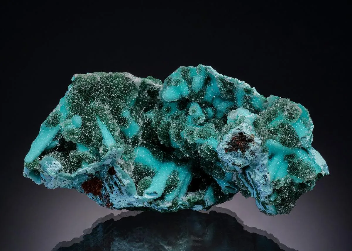 Chrysocolla ps. after Malachite ps. after Azurite with Quartz - image 1