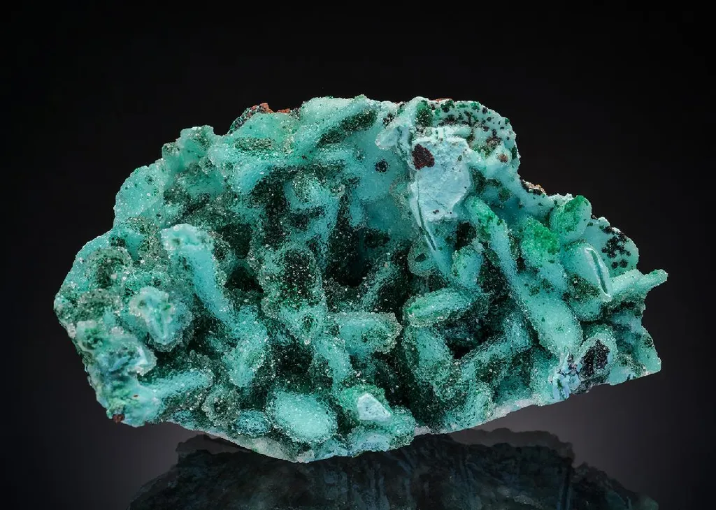 Chrysocolla ps. after Malachite with Quartz and Malachite image