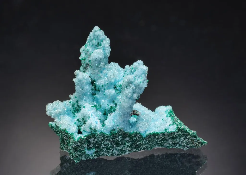 Chrysocolla ps. after Malachite with Quartz and Malachite image