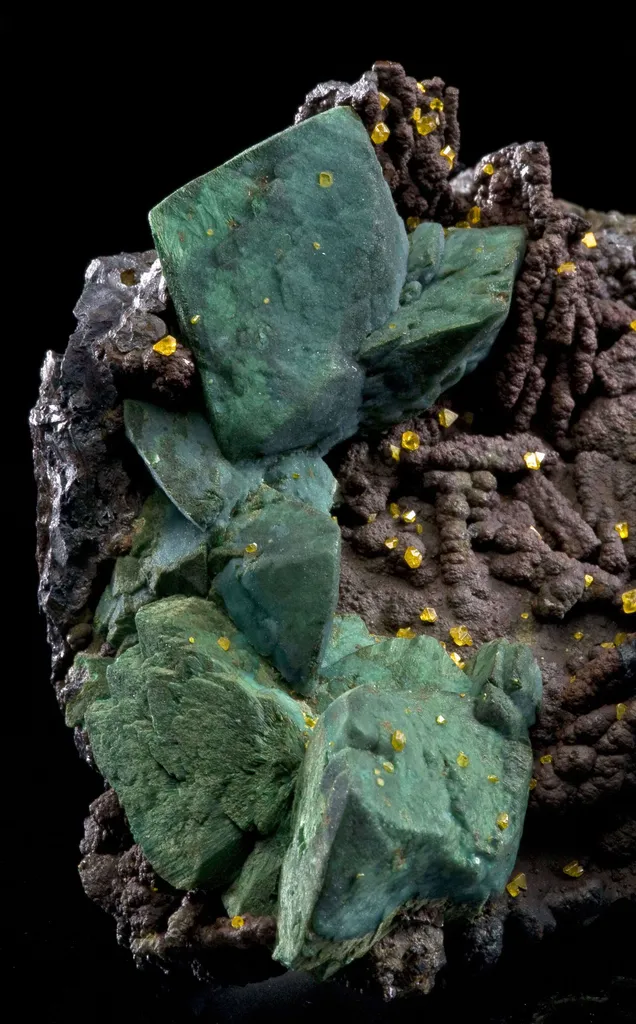 Chrysocolla Ps. Malachite Ps. Azurite With Wulfenite image