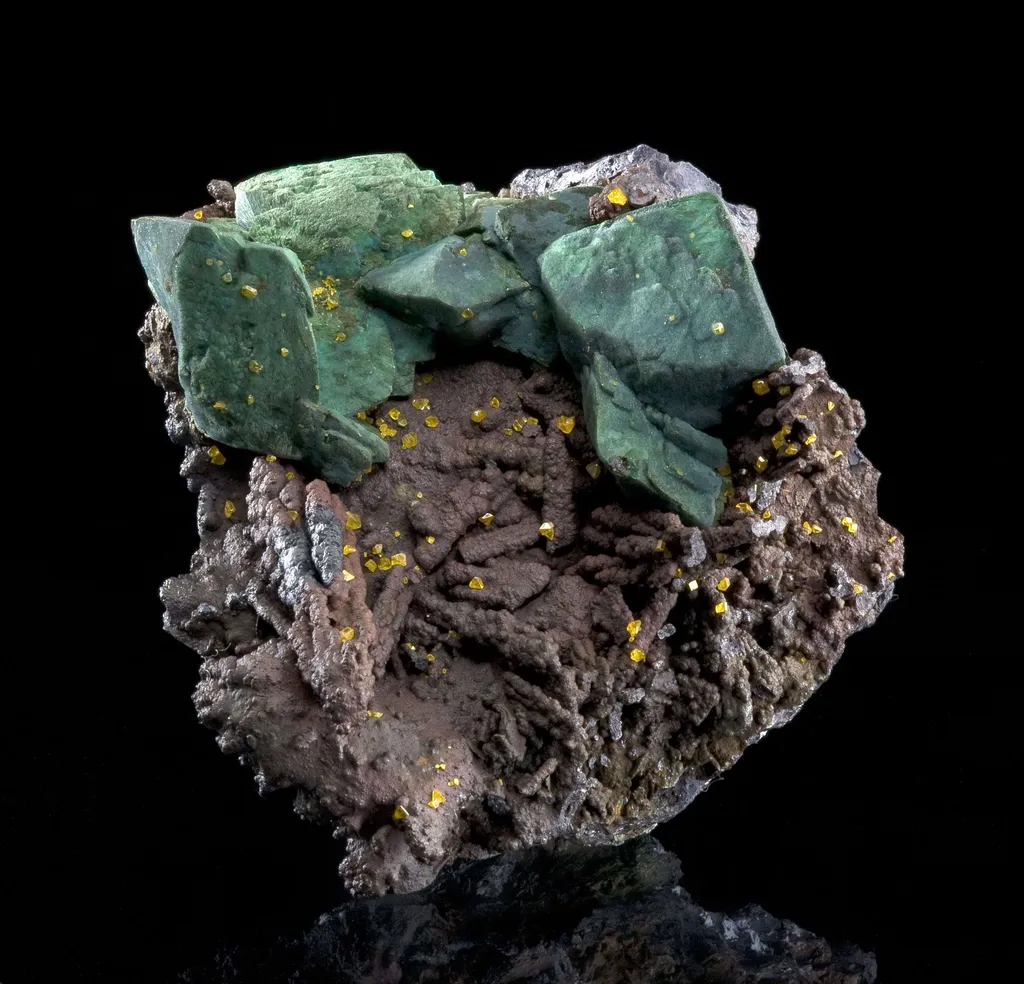 Chrysocolla Ps. Malachite Ps. Azurite With Wulfenite - image 2