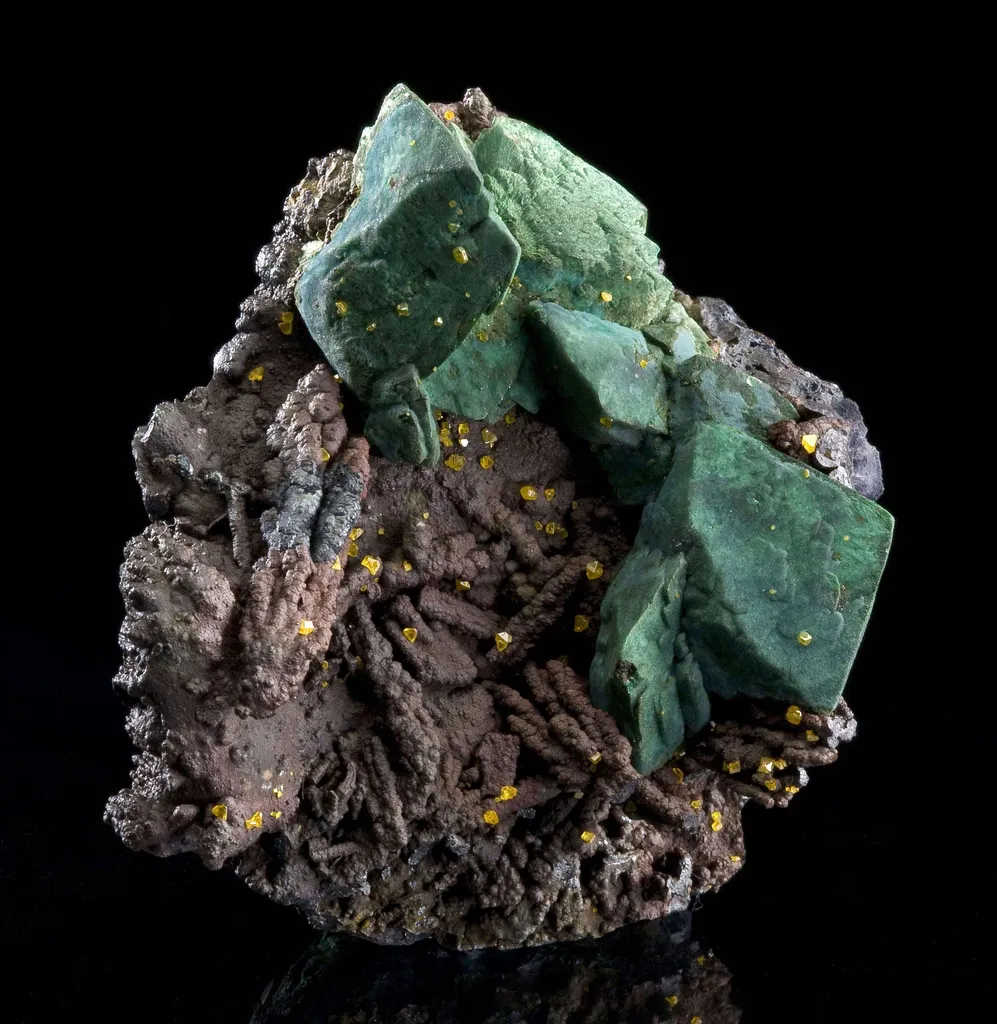 Chrysocolla Ps. Malachite Ps. Azurite With Wulfenite - image 3