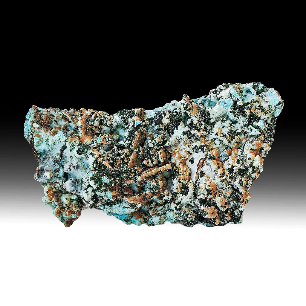 Chrysocolla pseudomorph with Malachite, Quartz image