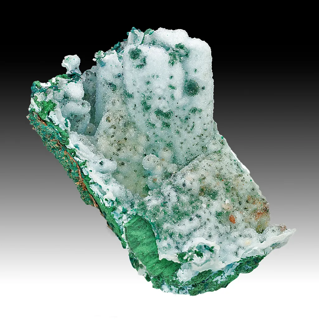 Chrysocolla pseudomorph with Malachite, Quartz image