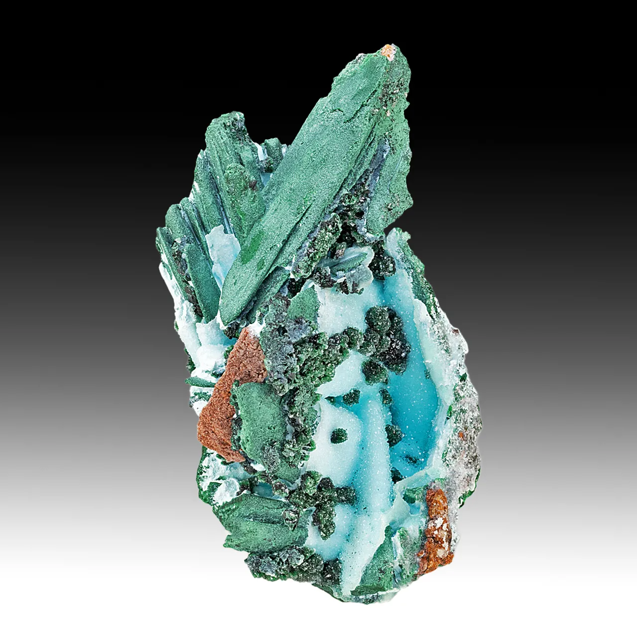 Chrysocolla pseudomorph with Malachite, Quartz - image 1