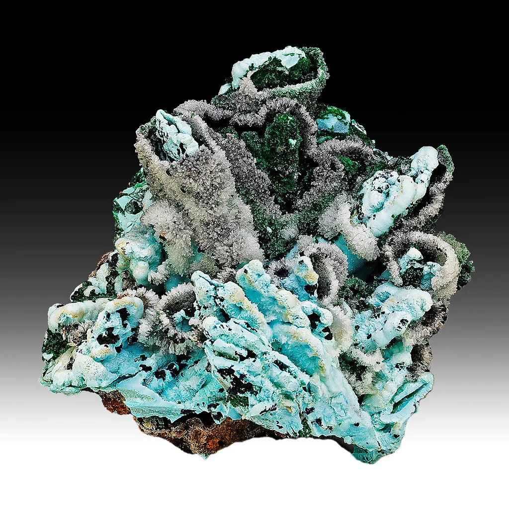 Chrysocolla pseudomorph with Malachite, Quartz image