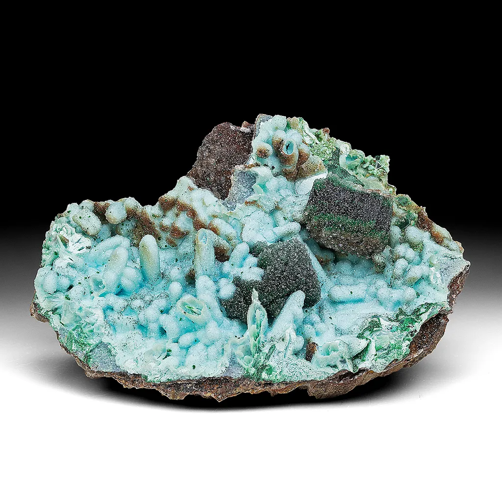 Chrysocolla pseudomorph with Malachite, Quartz image
