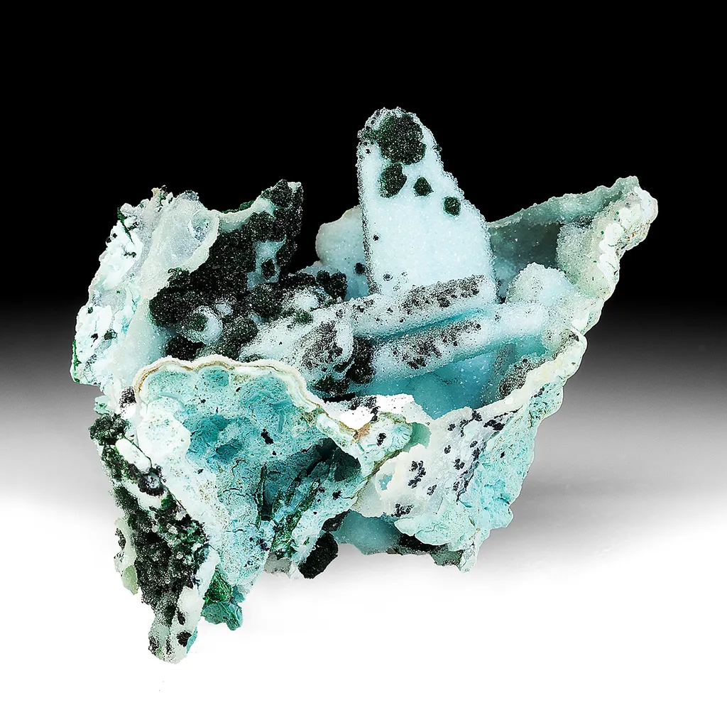 Chrysocolla pseudomorph with Malachite, Quartz image