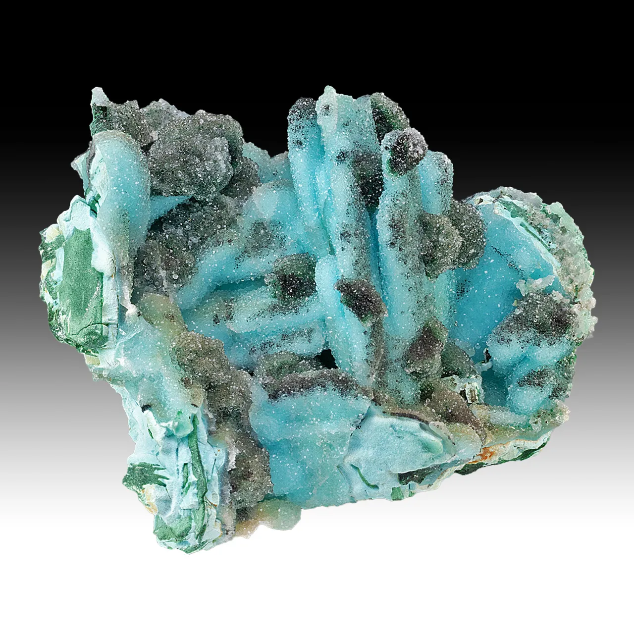Chrysocolla pseudomorph with Malachite, Quartz - image 1