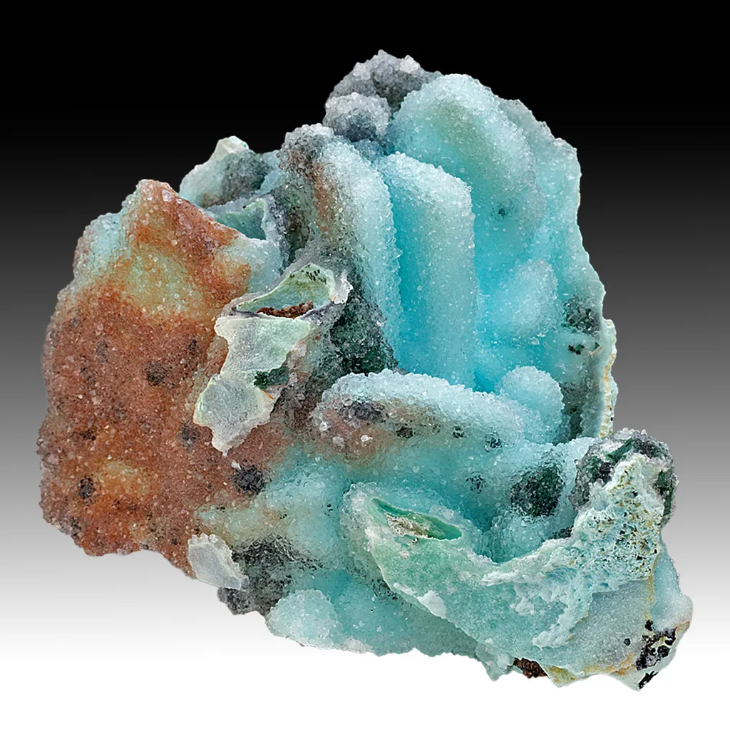 Chrysocolla pseudomorph with Malachite, Quartz image