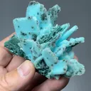 Chrysocolla with Malachite after Azurite, Quartz - image 2