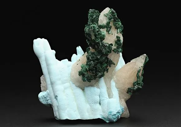 Chrysocolla with Malachite and Calcite image