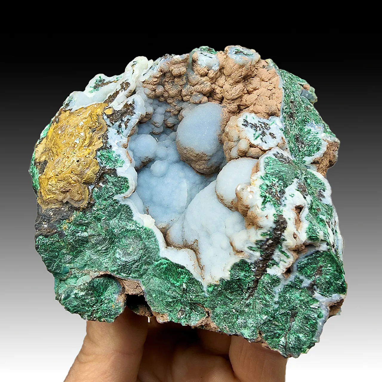 Chrysocolla with Quartz, Malachite - image 1