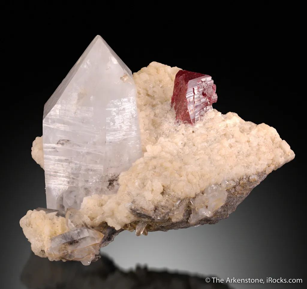 Cinnabar and Quartz on Dolomite (fl) image