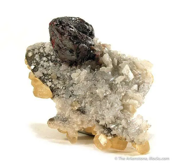 Cinnabar on Quartz, Dolomite and Calcite image