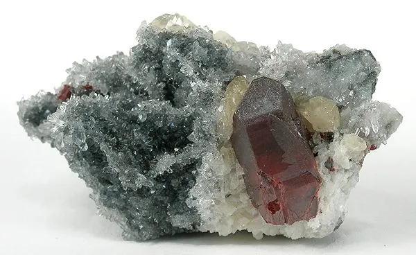 Cinnabar, Quartz, Calcite image