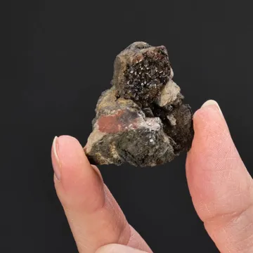 Cinnabar with NATIVE Mercury on Siderite