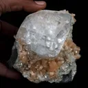 Classic Calcite Cube with Stilbite on Heulandite Natural Mineral Specimen - image 4