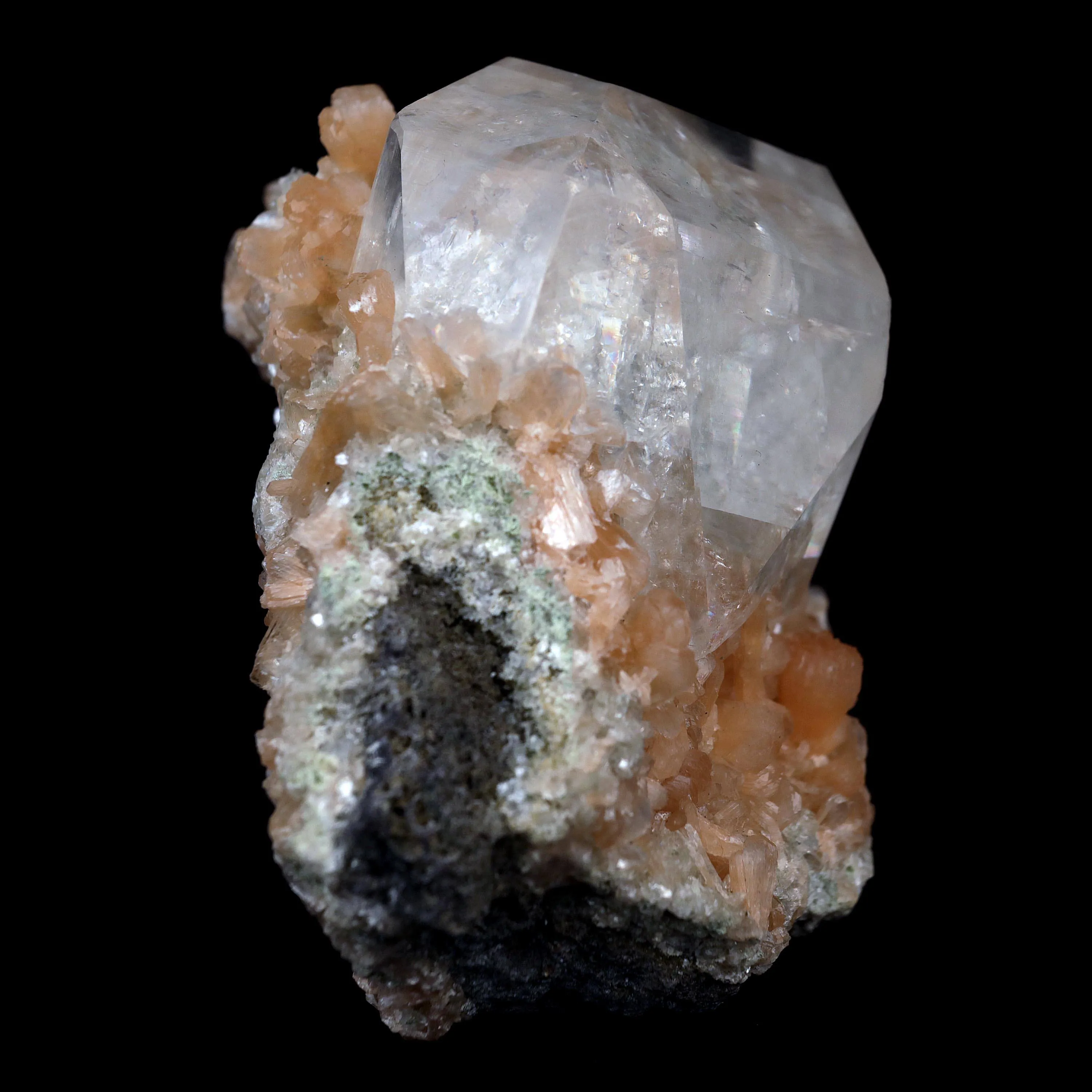 Classic Calcite Cube with Stilbite on Heulandite Natural Mineral Specimen - image 7