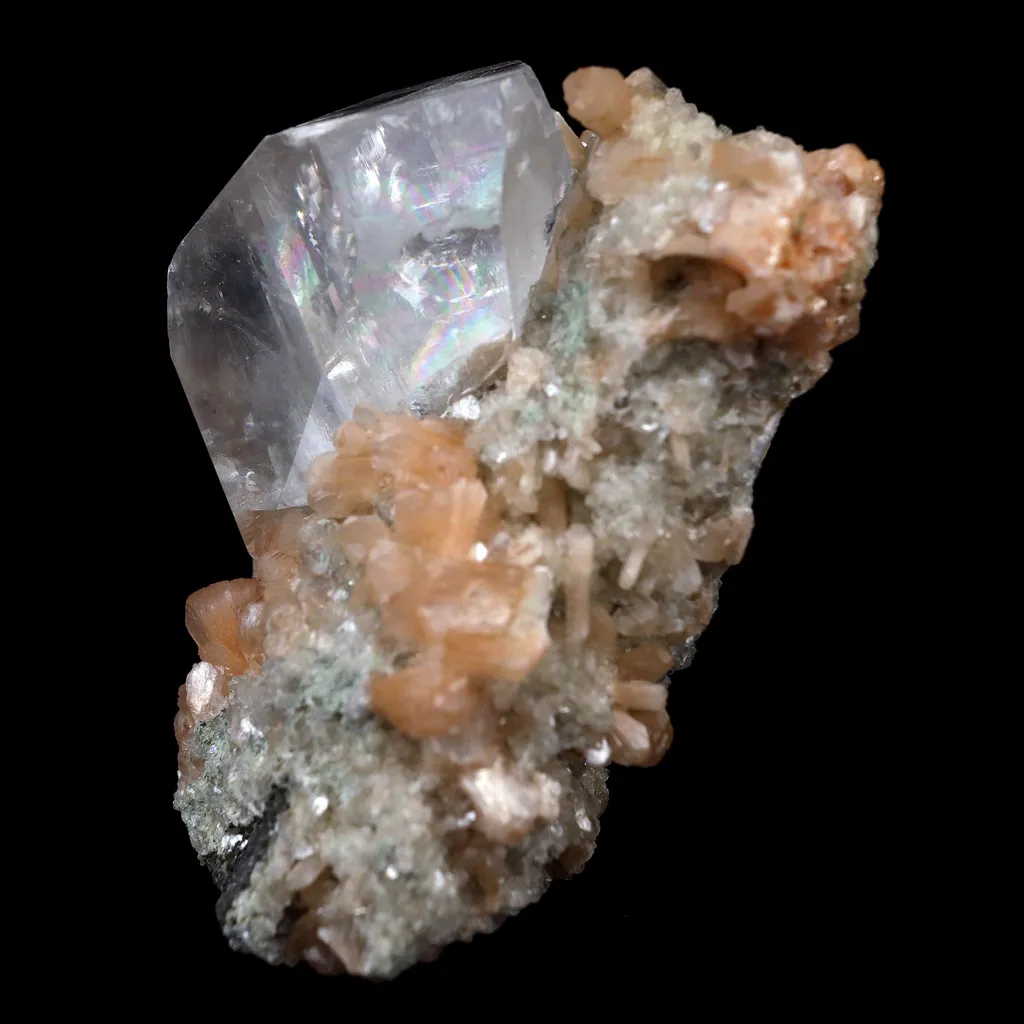 Classic Calcite Cube with Stilbite on Heulandite Natural Mineral Specimen - image 6