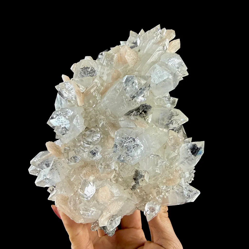 Clear Apophyllite Crystal Cluster with Stilbite – Premium Indian Zeolite Mineral Specimen - image 4