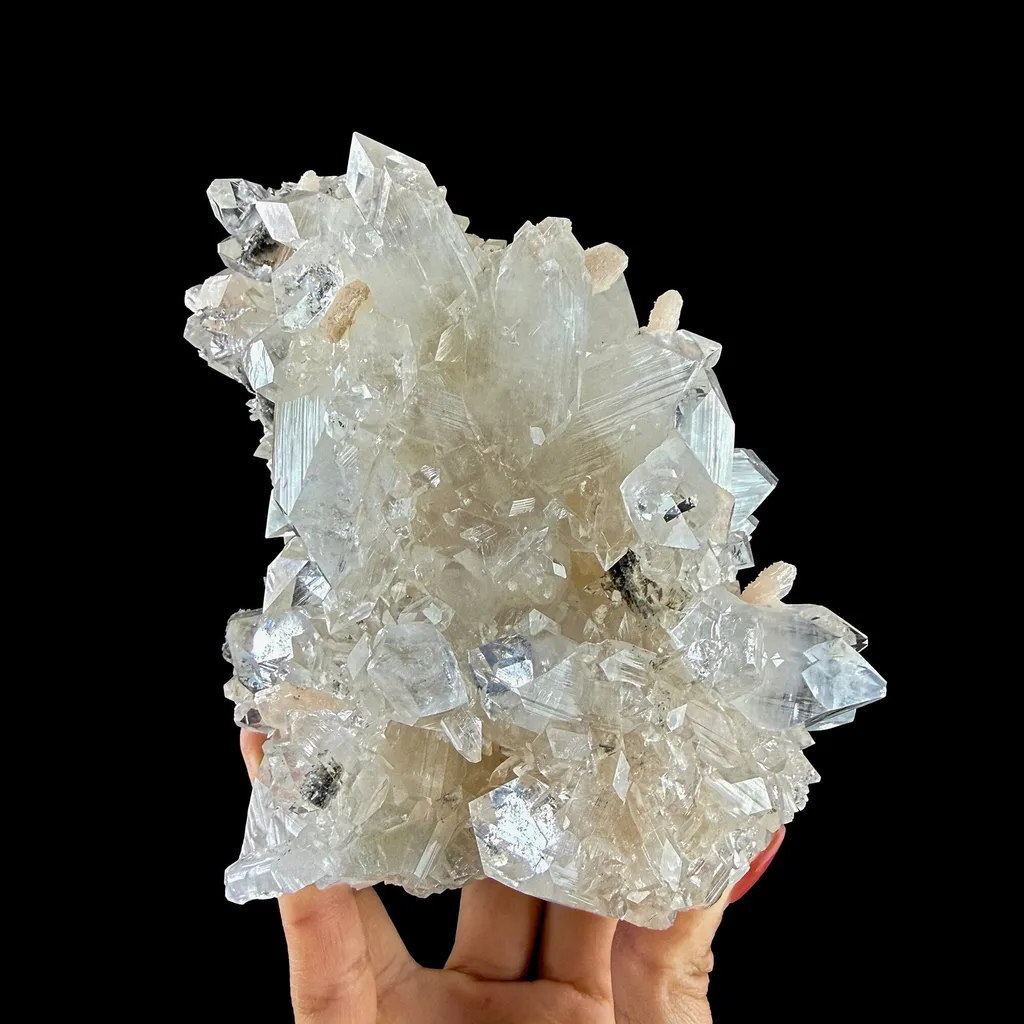 Clear Apophyllite Crystal Cluster with Stilbite – Premium Indian Zeolite Mineral Specimen - image 3