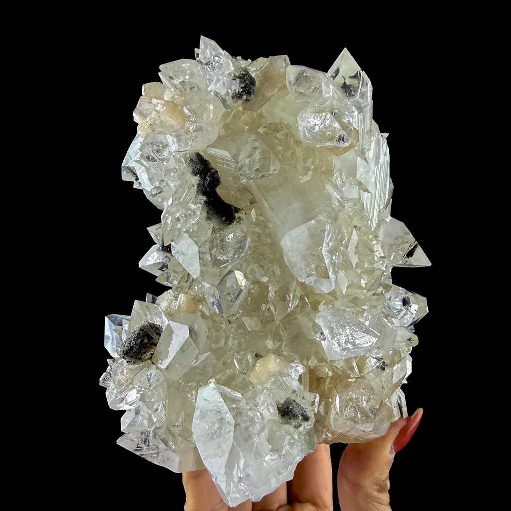 Clear Apophyllite Crystal Cluster with Stilbite – Premium Indian Zeolite Mineral Specimen image