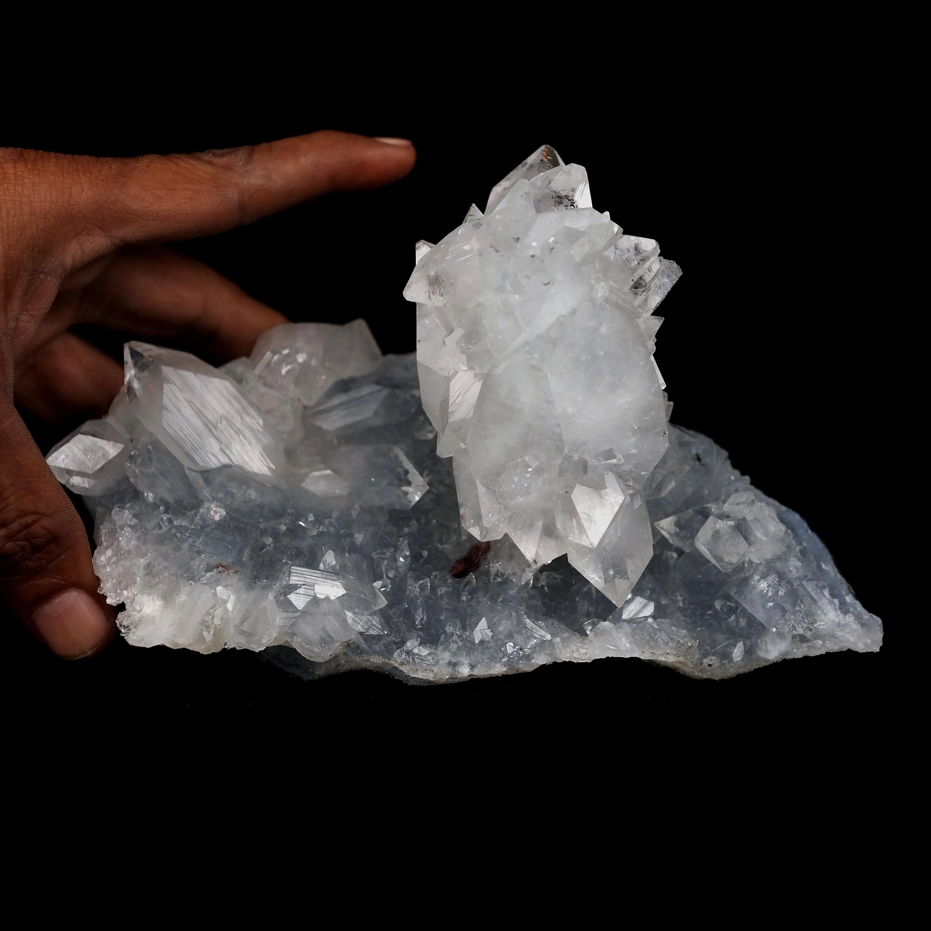 Clear Apophyllite Pointed Crystal on Heulandite Natural Mineral Specimen - image 3