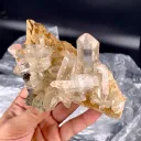 Clear Hashupi Quartz Cluster Combine Hematite on Matrix from Pakistan - image 6