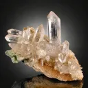 Clear Hashupi Quartz Cluster Combine Hematite on Matrix from Pakistan - image 1