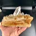 Clear Hashupi Quartz Cluster Combine Hematite on Matrix from Pakistan - image 9