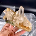 Clear Hashupi Quartz Cluster Combine Hematite on Matrix from Pakistan - image 4