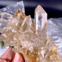 Clear Hashupi Quartz Cluster Combine Hematite on Matrix from Pakistan - image 5