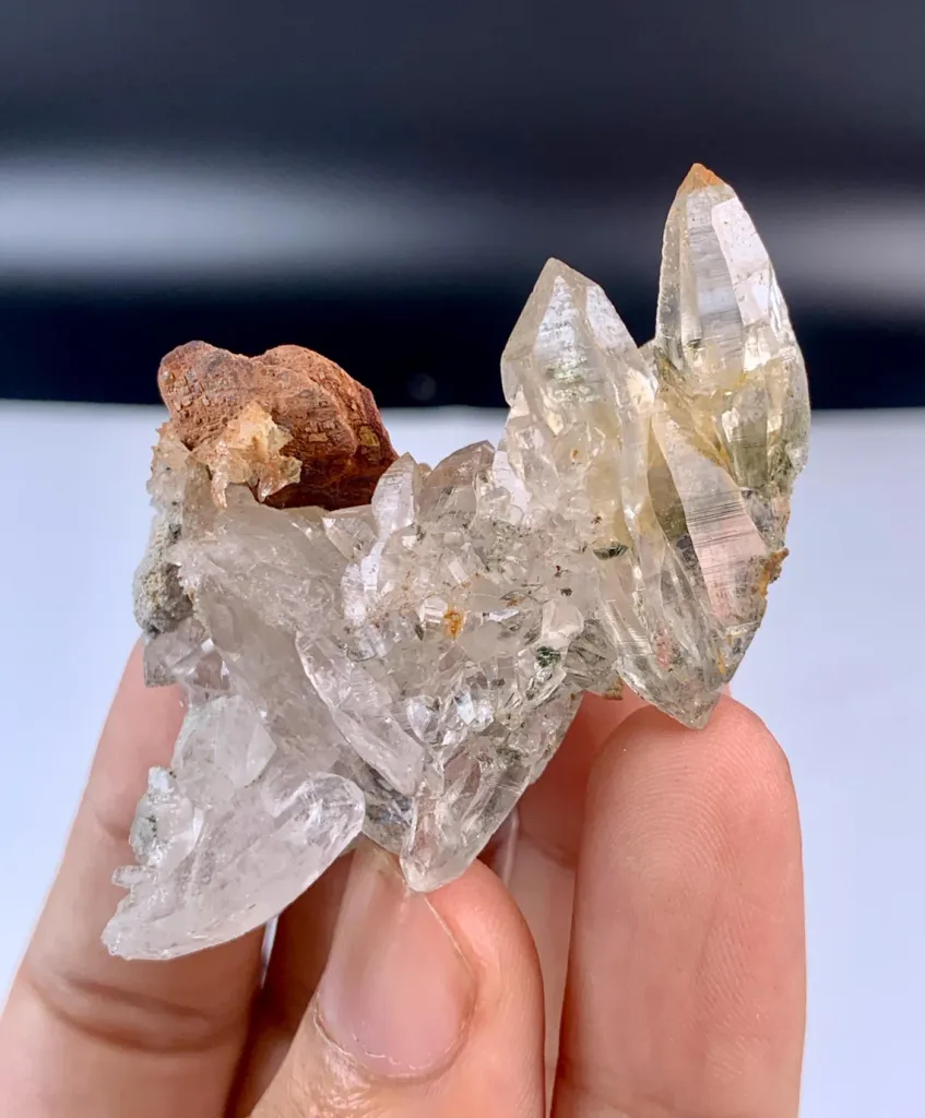 Clear Hashupi Quartz cluster combine Siderite from Pakistan - image 4