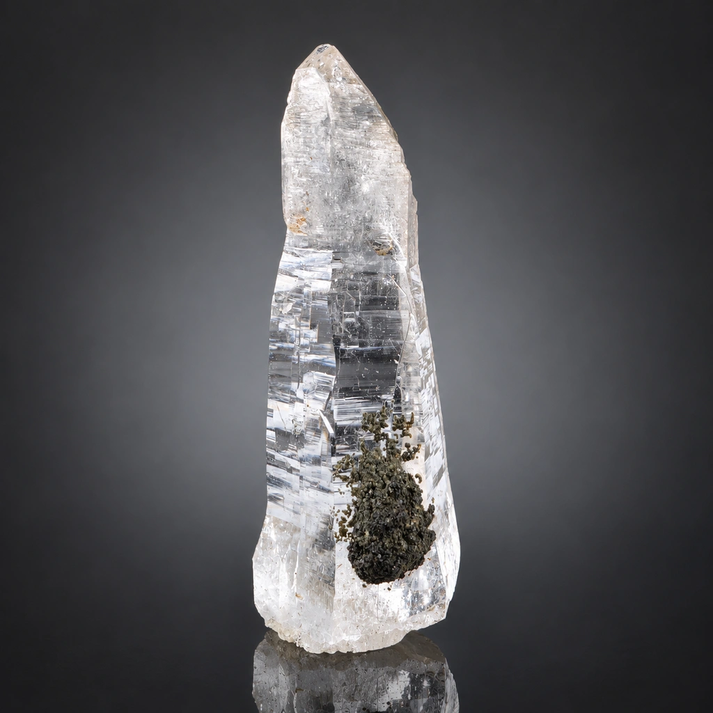 Clear Laser Quartz combine Hematite from Pakistan image