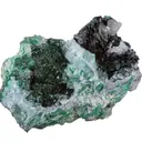 Clinoatacamite with Malachite on Quartz - image 3