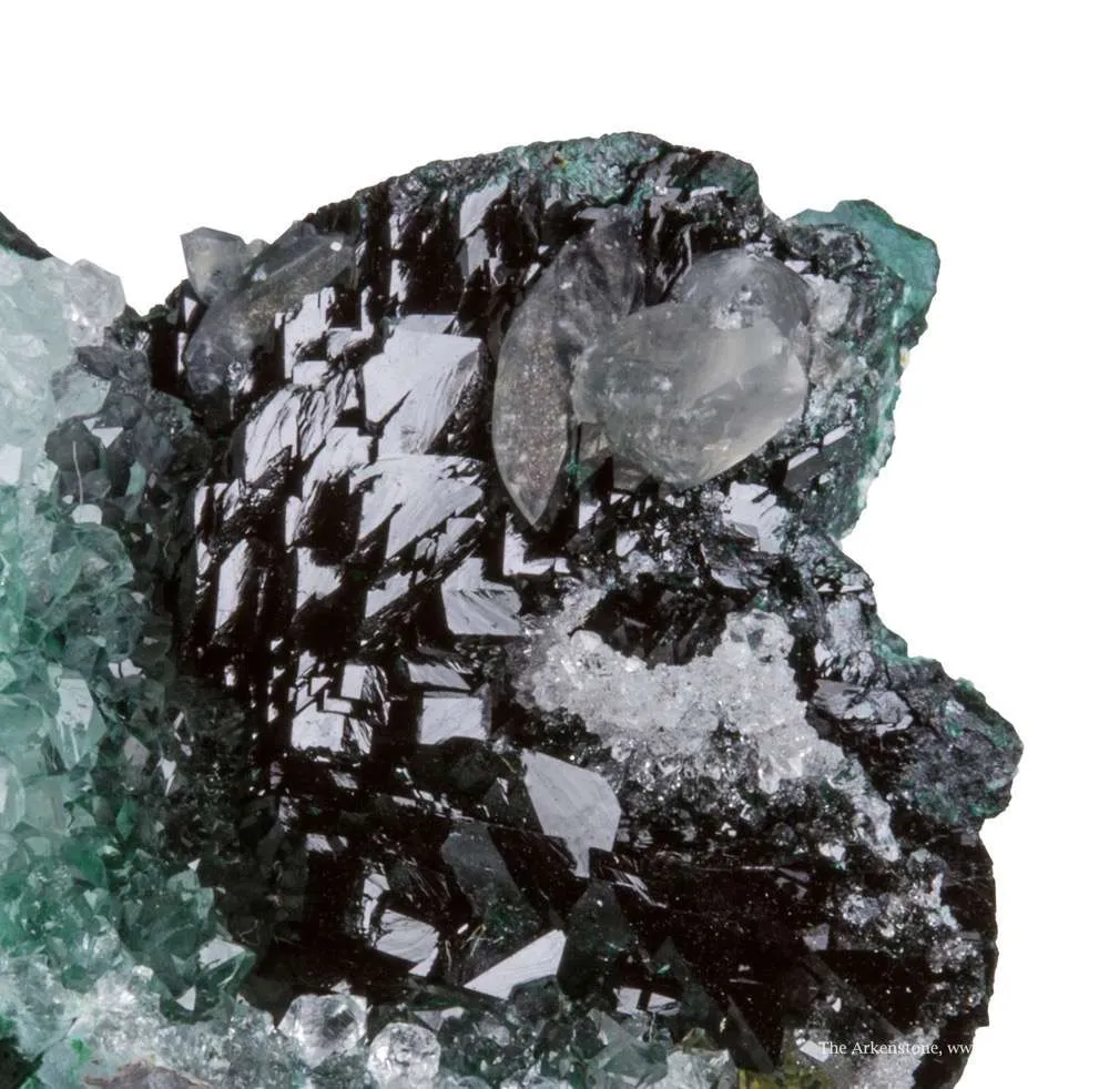 Clinoatacamite with Malachite on Quartz image