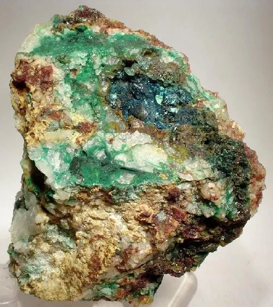 Clinoclase, Cornwallite, Olivenite, Quartz image